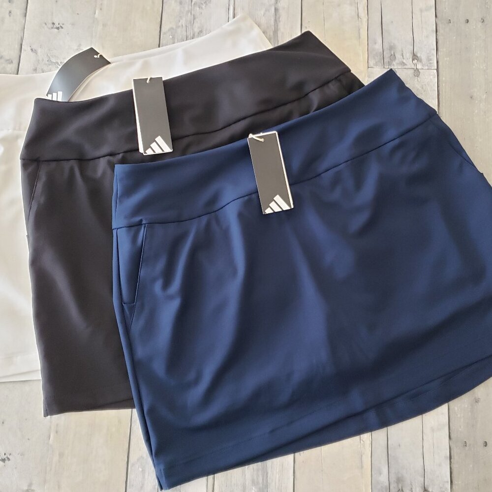 NWT - Adidas (set of 3) Women’s Pull On Skorts White Blue and Black Size L - Picture 2 of 6